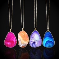 Druzy Quartz Natural Stone Irregular Geode Amethyst Gold Plated Raw Stone Pendant Necklace for Women