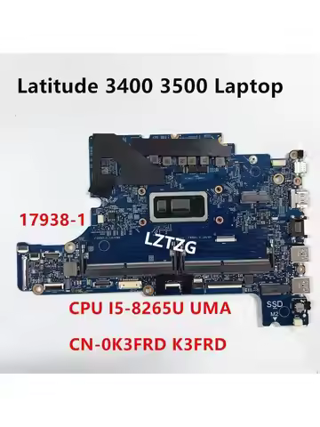 17938-1 For Dell Latitude 3400 3500 Laptop Motherboard With I3-8145U I5-8265U I7-8565U CPU DDR4 CN-0