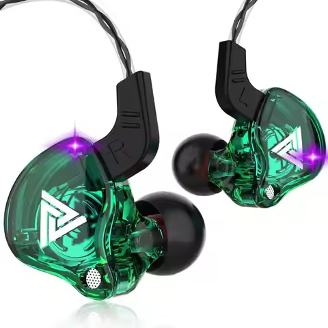 QKZ AK6-Ultra Transparent Wired In-Ear Headphones, 3.5mm, Mic, Volume Control, Hi-Fi Stereo, Heavy B