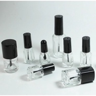 Empty Nail Polish Glass Clear Round Square Bottle Container with Lid Brush Cat Kuku Botol 5ml,10ml,1