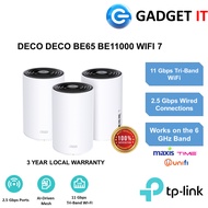 TP-LINK DECO BE65 BE11000 WIFI 7 TRI-BAND WHOLE HOME AI-DRIVEN MESH WIFI ROUTER WITH HOMESHIELD (1/2
