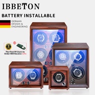 IBBETON Brand Mechanical Automatic Watch Winder Luxury Wood Watch Box Battery Installable With LED Light And Lid Sensor Watches Storage Safe Box