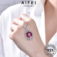 AIFEI JEWELRY Fine 純銀項鏈 Perak Ruby Korean Chain Rantai Women Sterling Necklace 925 For Perempuan Pendant Original Silver Accessories Leher N1577