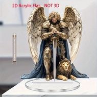 ประติมากรรมเทเบิลท็อปอะคริลิกรูปทรงแบน 2 มิติ ที่สง่างามของนักบุญมีคาเอลอาร์คแองเจิล - ขนาด 6.3 นิ้ว