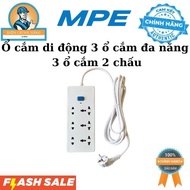 Portable socket with 3 multi-purpose sockets & 3 Genuine MPE AM6S 2-pin sockets