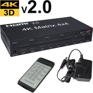 HDMI 2.0 Matrix 4K 60Hz 4x4 Matrix HDMI Switch Splitter Video Converter RS232 EDID 1080p 60fps Screen Share for PS3 PS4 Camera PC To TV Monitor Projector 4 IN 4 Out Display