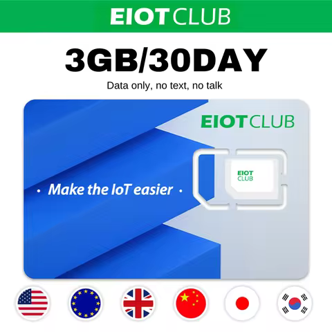 EIOTCLUB -3GB 30DAY, Europe/US/China/Japan/South Korea, Prepaid Europe SIM Card Coverage in 40+ Coun