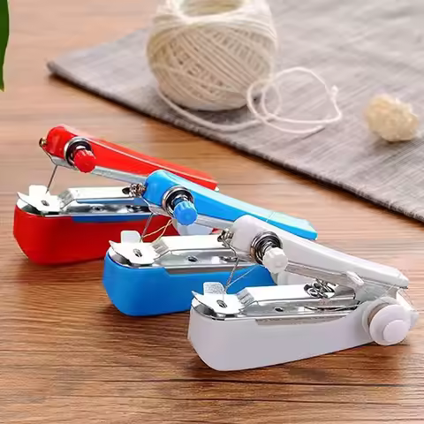 Home Handheld Sewing Machine Protable Outdoor Travel Clothes Fabrics DIY Stitchin Sew Tool Mini Manu