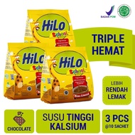 Super promo Triple Pack - HiLo School Gusset Coklat 10 Sachet - Susu