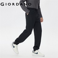 GIORDANO MEN Fleece-Lined Knitted Sweatpants with Elastic Waist & Cuffed Ankles 01115853