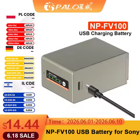 PALO NP FV100A NP-FV100 FV100 Batteries with Type-C USB Charging Input for Sony NP-FV30 NP-FV50 NP-F