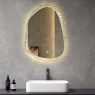 Toilet Mirror Cabinet Vanity Mirror Bathroom Hanging Mirror Bathroom Mirror Cabinet Storage Smart Irregular Decorating Touch Screen with Light Edge Smooth Polishing 2 dian 镜子化妆