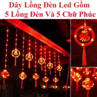 Led Lantern String with Blessed Words CNY Includes 5 Lanterns and 5 Blessed Words 4M Long