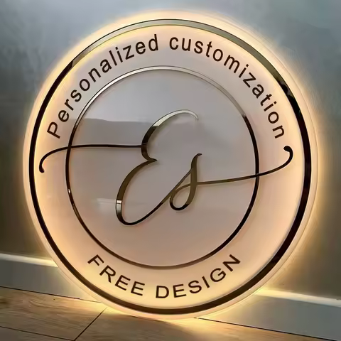 Custom Acrylic Business Logo Neon Lights Wall Personalised Sign Business Office Logo Beauty Salon Pl