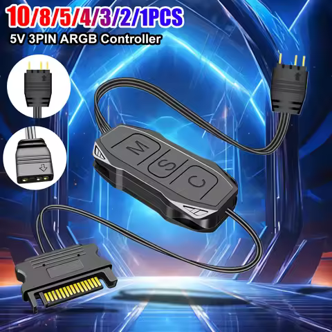 1-10PCS 5V 3PIN ARGB To SATA Adapter Controller Button Control RGB Light Controllers For Computer PC