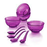 Ready Stok Tupperware murah Lelong Crystaline Bowl & Spoon 4pcs Mangkuk Sudu Elegant & Glass look al