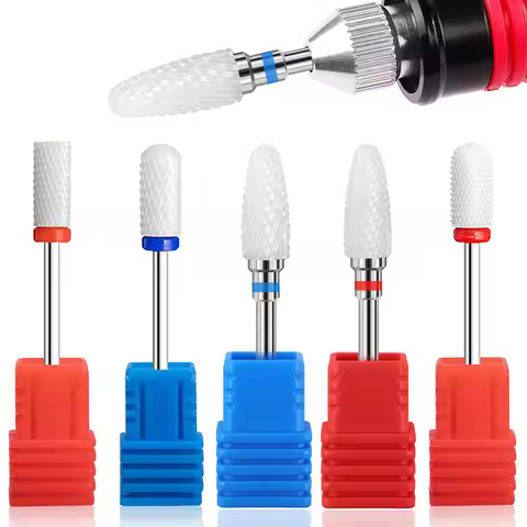 Kit-5 Ceramic Drill Bits, Nail Art Single Ceramic Corn Shape, Electric Nail Grinding Machine Special