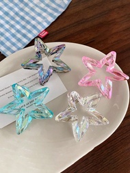 4pcs/1pc Women 7.5cm/2.76in Pink, White, Blue Flower Shaped Fairy Cute Large Lightweight Plastic Hai
