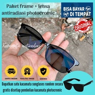 Kacamata Pria Minus Lensa Photocromic Grey / Photocromik Frame Lentur Kotak Kecil Terbaru/KACAMATA M