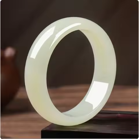 Hetian Jade Bracelet Women's Cashmere White Jade Bracelet Genuine Natural Blue and White Jade Bracel