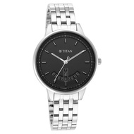 Titan Women's Precision Simplicity Watch: Black Gradient Dial with Metal Strap 2648SM03