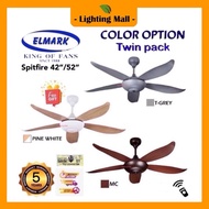 [1 unit] Elmark 52''Ceiling Fan SpitFire246 (Titanium Grey/Pine with White/Midnight Caramel)