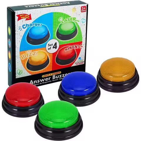 4pcs Answer Buzzers for Kids Adults Family Game Interactive Game Show Buzzer with Lights Sounds for 
