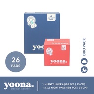 YOONA Duo Pack All Night (2 boxes) Organic Pads I Organic Pads 1 AN 1 L