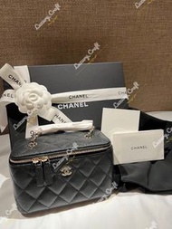 Chanel 長盒子 黑色 荔枝皮 牛皮 化妝盒 vanity box