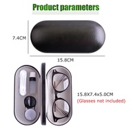 Dual Use Eyeglass contact lense case kit hrad box with Mirror Tweezers Solution Bottle