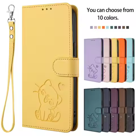 Honor 600/400 Lite Smart 400Pro Cute Cat Leather Case for Honor X9A X9B X9C X9D X8A X8B X8C X8D X7D 
