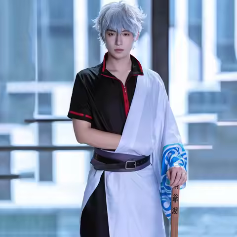 Anime Gintama Cosplay Costume Hallween Fancy Dress Adults Sakata Gintoki Cosplay Costumes Full Set f