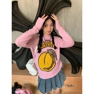 GANNI Yellow Peach Wool Blend Round Neck Sweater - Retro-Inspired Casual Wear