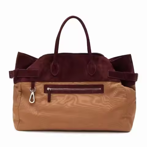 Margaux 17 Tote Bag Master Quality Cowhide Spliced Nylon Minimalist Luxury Travel Duffle Bag Large C