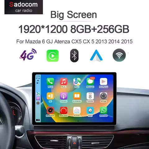 2K 1920*1200 Carplay 13.1" Android 14.0 8GB+256GB Car radio GPS WIFI multimedia For Mazda 6 GJ Atenz