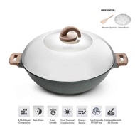 iGOZO AMOZONAS 36CM NON-STICK PREMIUM GRANITE WOK + GLASS LID