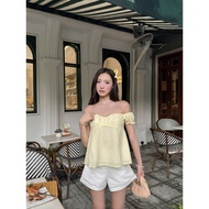 Chicly Women's Blouse Puff Sleeve Babydoll Form Simple Feminine GOÛT DE JUN