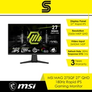 MSI MAG 275QF QHD 27" Rapid IPS Gaming Monitor - 180Hz/0.5ms/2x HDMI/1x DP