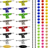 Fingerboard Repair Kit Include 14Pcs 30mm Wide Trucks with Nuts+48Pcs Multi Colour Wheel+56Pcs Screw