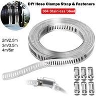 FRANCISCALFO Hose Clamps, Adjustable 304 Stainless Steel Hose Clamp Strap,  Large Pipe Ducting Hose 