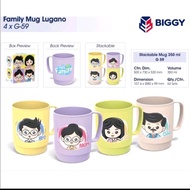 Paket Mug Family Set 4in1 karakter keluarga kado unik Plastik Souvenir Kitchenware