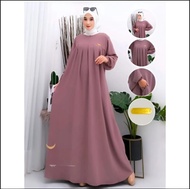 Gamis Terbaru Lebaran Mewah Bahan Crinkle Airflow Premium Model Baru Dress Polos Wanita Model terbaru Simple Dan Modis Gamis Busui