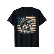 Kid's Cartoon T Shirt, Boys T Shirt Fishing US American Flag Bass Fish FisherGirl T-Shirt Boy Girl C