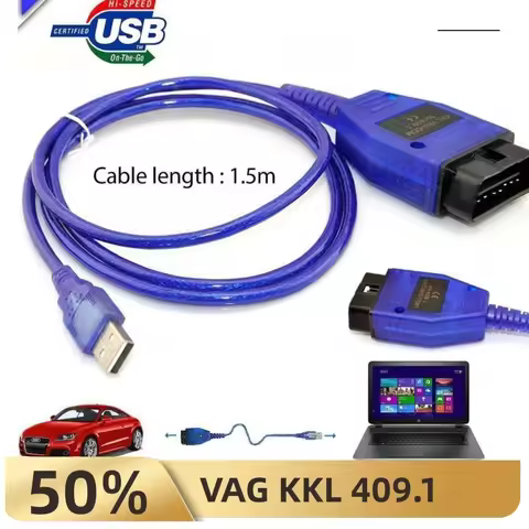 Best Quality VAG-COM 409.1 Vag Com Kkl OBD2 USB Diagnostic Cable Scanner Interface for VW A-udi S-ea