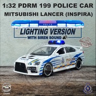 KERETA POLIS INSPIRA SIREN: 1:32 Mitsubishi Lancer Proton Inspira PDRM 199 Police Car Model Diecast Toy Car Replica