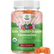 USDA Organic Kids Multivitamin Gummies - Vegan Organic Multivitamin for Kids 2+ with 14 Essential Vi