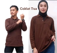 (FO PJG POLOS ) COKLAT TUA / Kaos kerah FO lengan panjang COKLAT TUA POLOS  - kaos kerah polos - kao