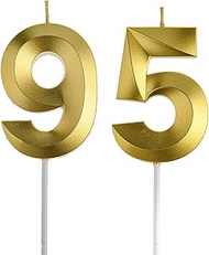 Gold 95th & 59th Birthday Candles,Gold Number 95 59 Cake Topper for Birthday Decorations Party Decor