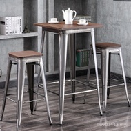 Cafe Metal High Table Bar Table Outdoor Back Wall Simple Stainless Steel Iron Dining Table Bar Table