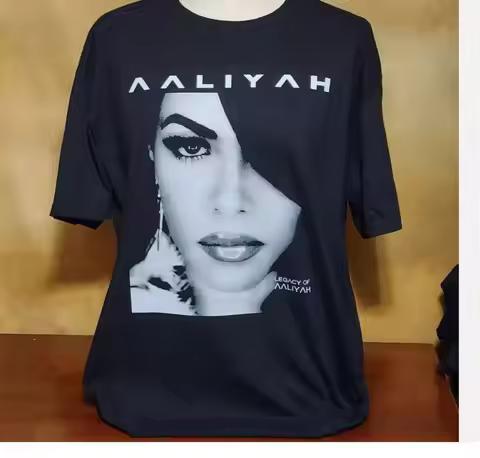 Harajuku Hip Pop Vintage Tops New Aaliyah Legacy of Aaliyah Cotton The Same Print Cotton High-qualit